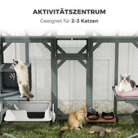 Katzengehege Outdoor Begehbar Holzhaus Katzenhaus 156x94x180cm Haustiere