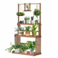 Blumenständer Pflanzenregal Pflanzentreppe Holzregal Aufhängestange 145cm