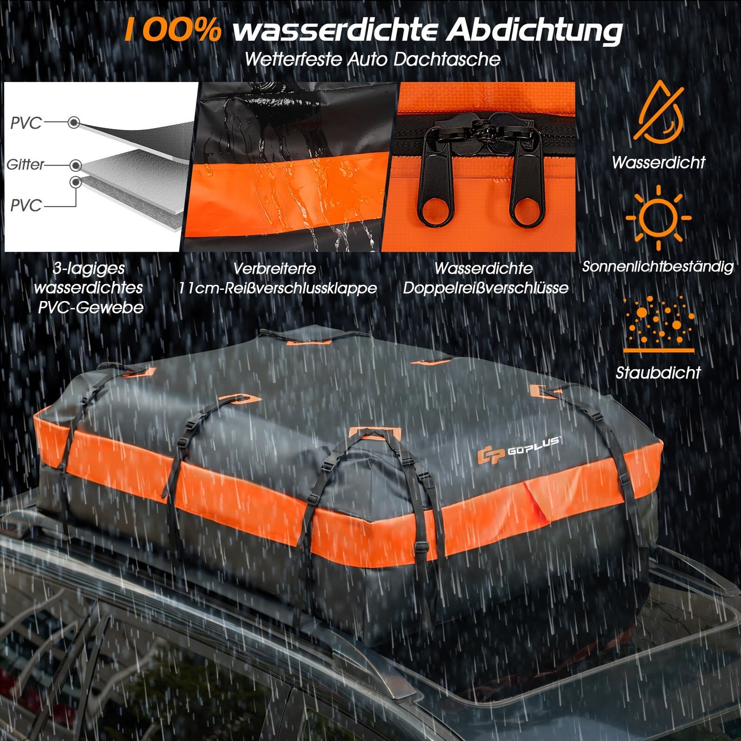 600 L Dachbox Dachkoffer Faltbar Aufbewahrungsbox Dachtasche 132x100x43 cm