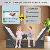 Kindersofa 10-teilig Schaumstoff Bausteine modular Spielsofa 120x60x50cm