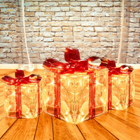 LED Geschenkboxen 3er Set Beleuchtete Dekoboxen Batteriebetrieben