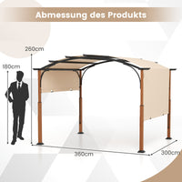 Pavillon 3x3,6m Pergola Ausziehbar Dach Metallrahmen Gartenpavillon