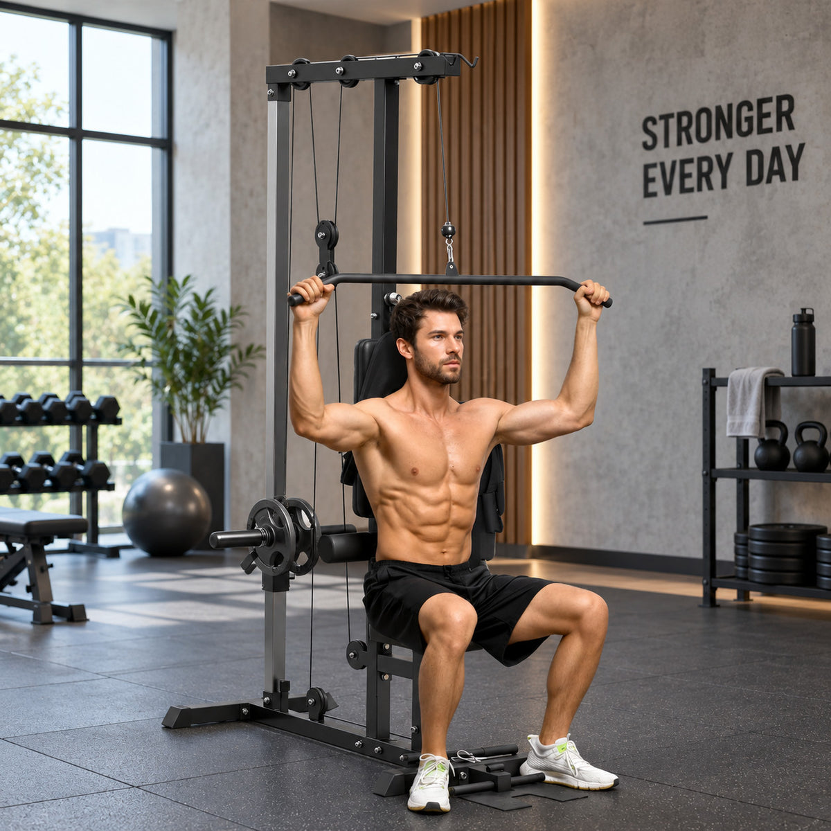 Kraftstation Latzugturm Kabelzugstation Ruderzug Fitnessgerät Heimtraining