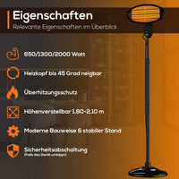 Heizstrahler Wickeltisch Standfuss Infrarot 2000W