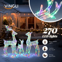 3tlg Rentier Familie Weihnachtsdeko LED Beleuchtet Dekoration