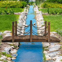 Holzbrücke Teichbrücke Gartenbrücke Geländer 150x67x55cm Wetterfest