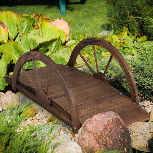 Gartenbrücke Holzbrücke Teichbrücke Zierbrücke 101x48x38cm Geländer