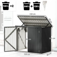 Mülltonnenbox 2 Tonnen Abschließbar Box Verzinkter Stahl 150x80x117cm