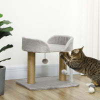 Kratzbaum 42cm Katzenbaum Jute-Kratzpfosten Plattform Spielbälle