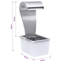 Garten Wasserfall Edelstahl 82cm LED Wasserspiel Pool Schwalldusche Pumpe