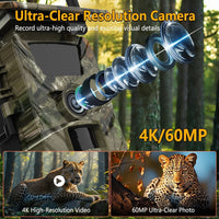 4K Solar Wildkamera 60MP WLAN Handyübertragung IP66 Nachtsicht 120°