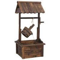 Wunschbrunnen Wasserbrunnen Gartenbrunnen Holz Pumpe Tannenholz 112cm