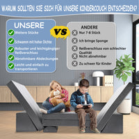 Kindersofa 10-teilig Schaumstoff Bausteine modular Spielsofa 120x60x50cm