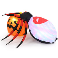 Aufblasbare Halloween Spinne Kürbis Dekoration LED Discolicht 180cm