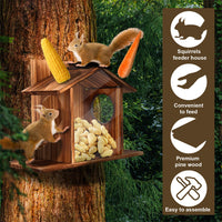 Eichhörnchen Futterhaus Holz Wetterfest Futterstation Nussspender