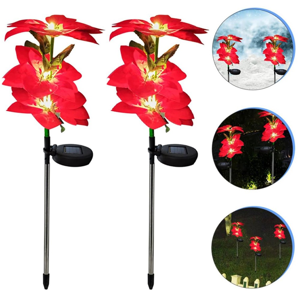 2er Set LED Solar Laternen Gartenleuchte Blumen Solarlampe
