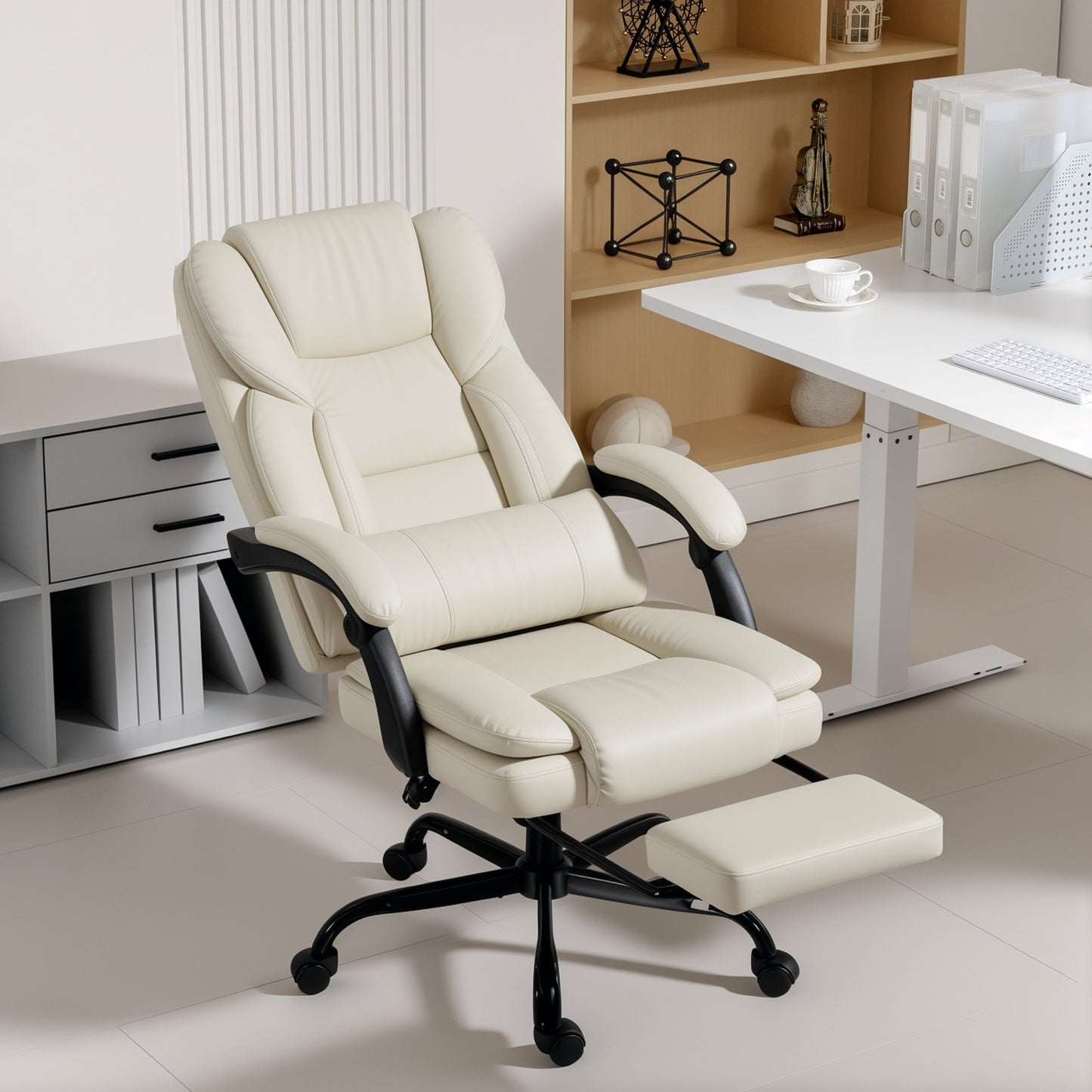 Ergonomischer Bürostuhl Schreibtischstuhl Verstellbar Fußstütze 120kg