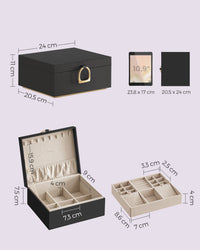 Schmuckkästchen 2 Ebenen Griff Schmuckkasten Schmuckbox Samt