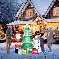 Aufblasbarer Weihnachtsbaum 190cm Weihnachtsmann Schneemann LED Deko