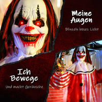 165cm Animatronic Halloween Clown Gruselfigur LED Licht Sound Horror Deko