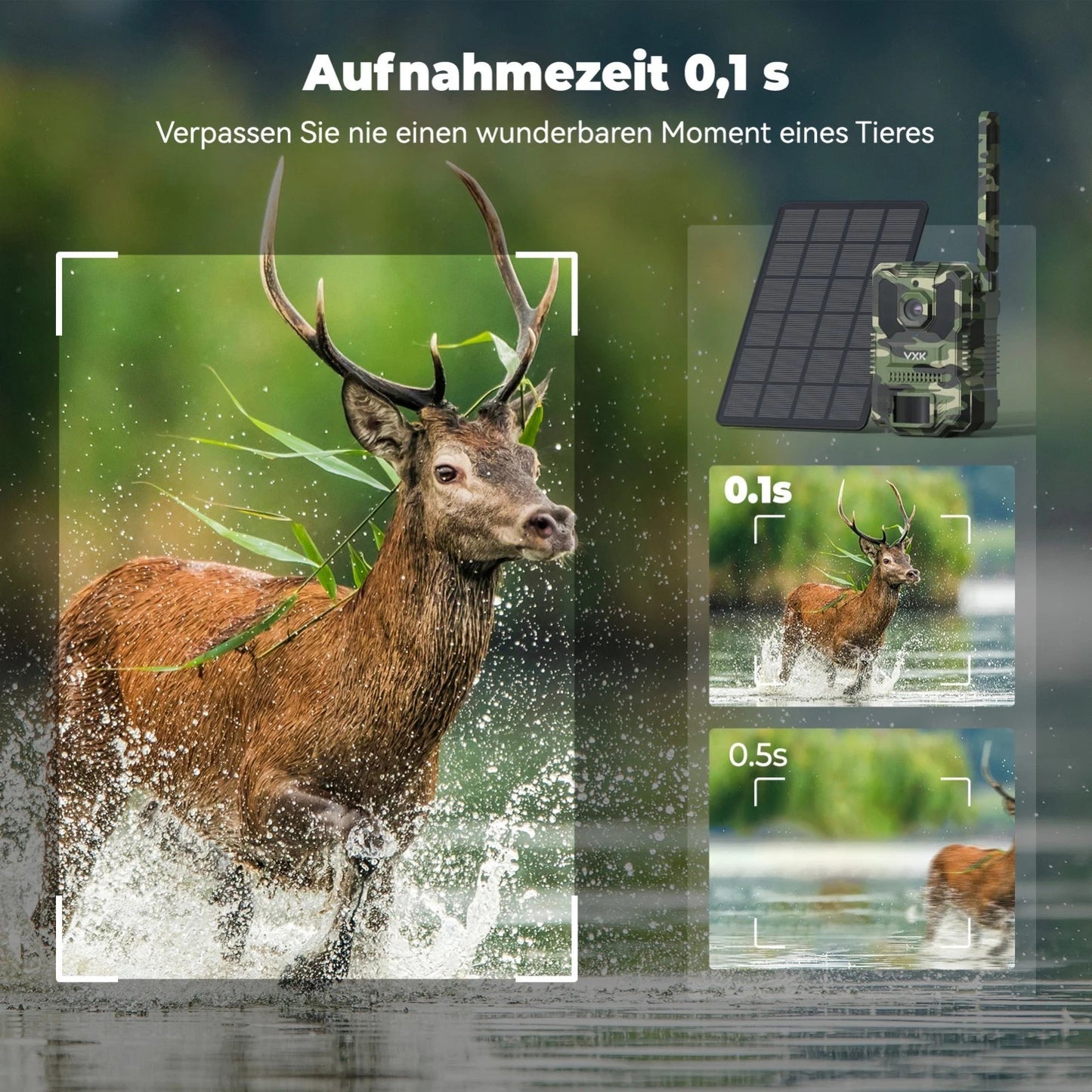 4G LTE Wildkamera Handyübertragung APP 27K Solar SIM Karte 64GB Nachtsicht