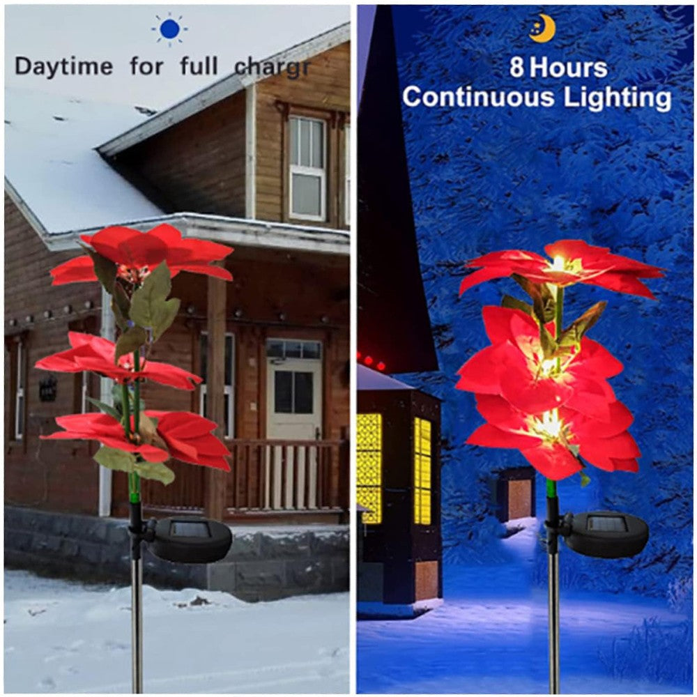 2er Set LED Solar Laternen Gartenleuchte Blumen Solarlampe