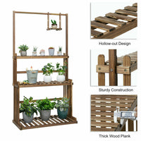 Blumenständer Pflanzenregal Pflanzentreppe Holzregal Aufhängestange 145cm