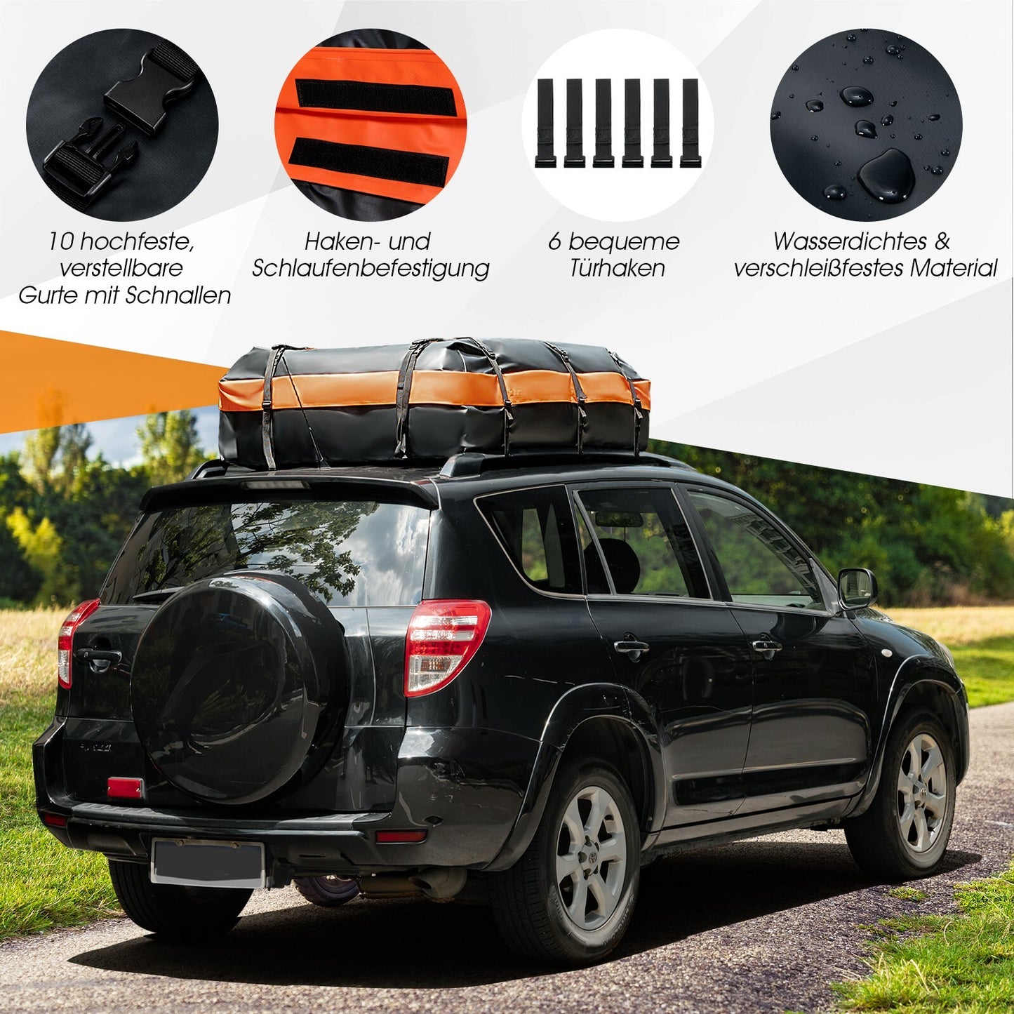 600 L Dachbox Dachkoffer Faltbar Aufbewahrungsbox Dachtasche 132x100x43 cm