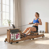 Wasser Rudergerät Klappbar Gummiholz LCD Bluetooth Heimtrainer Fitnessgerät