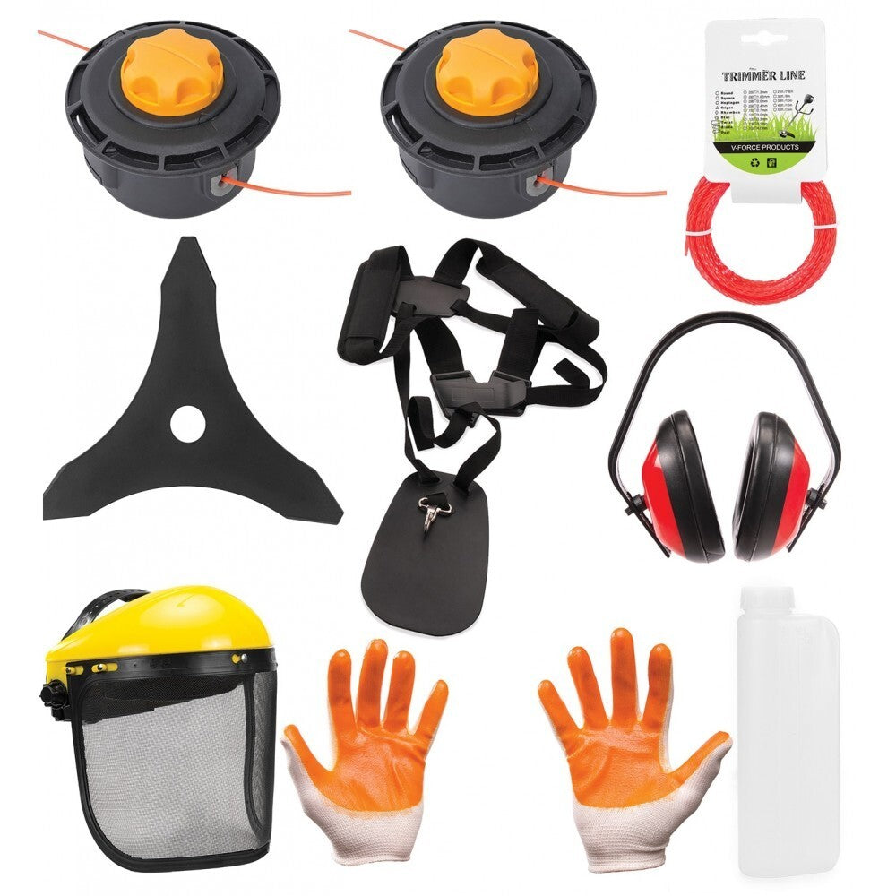 Rasentrimmer Benzin Motorsense 52ccm Freischneider 6 PS 2-Takt Trimmer Set