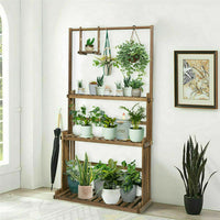 Blumenständer Pflanzenregal Pflanzentreppe Holzregal Aufhängestange 145cm