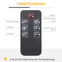 Elektrokamin 3D LED-Flammeneffekt Heizung 1800W 30m² Fernbedienung