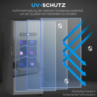 Weinkühlschrank 12 Flaschen 30L LED Getränkekühlschrank Getränke Kühlschrank