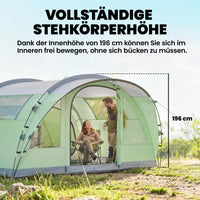 Tunnelzelt 5 Personen Familienzelt Campingzelt Outdoor Zelt 196cm