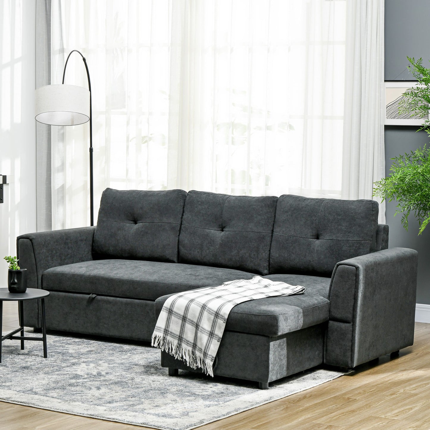 Schlafsofa Ecksofa Bettfunktion 3-Sitzer Couch Chaiselongue