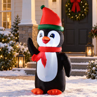 Aufblasbarer Weihnachtspinguin 155cm LED Beleuchtung Selbstaufblasend