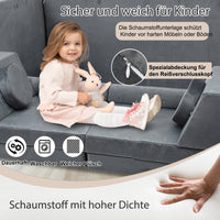 Kindersofa 10-teilig Schaumstoff Bausteine modular Spielsofa 120x60x50cm