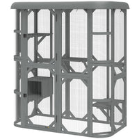 Katzengehege Outdoor Begehbar Holzhaus Katzenhaus 156x94x180cm Haustiere