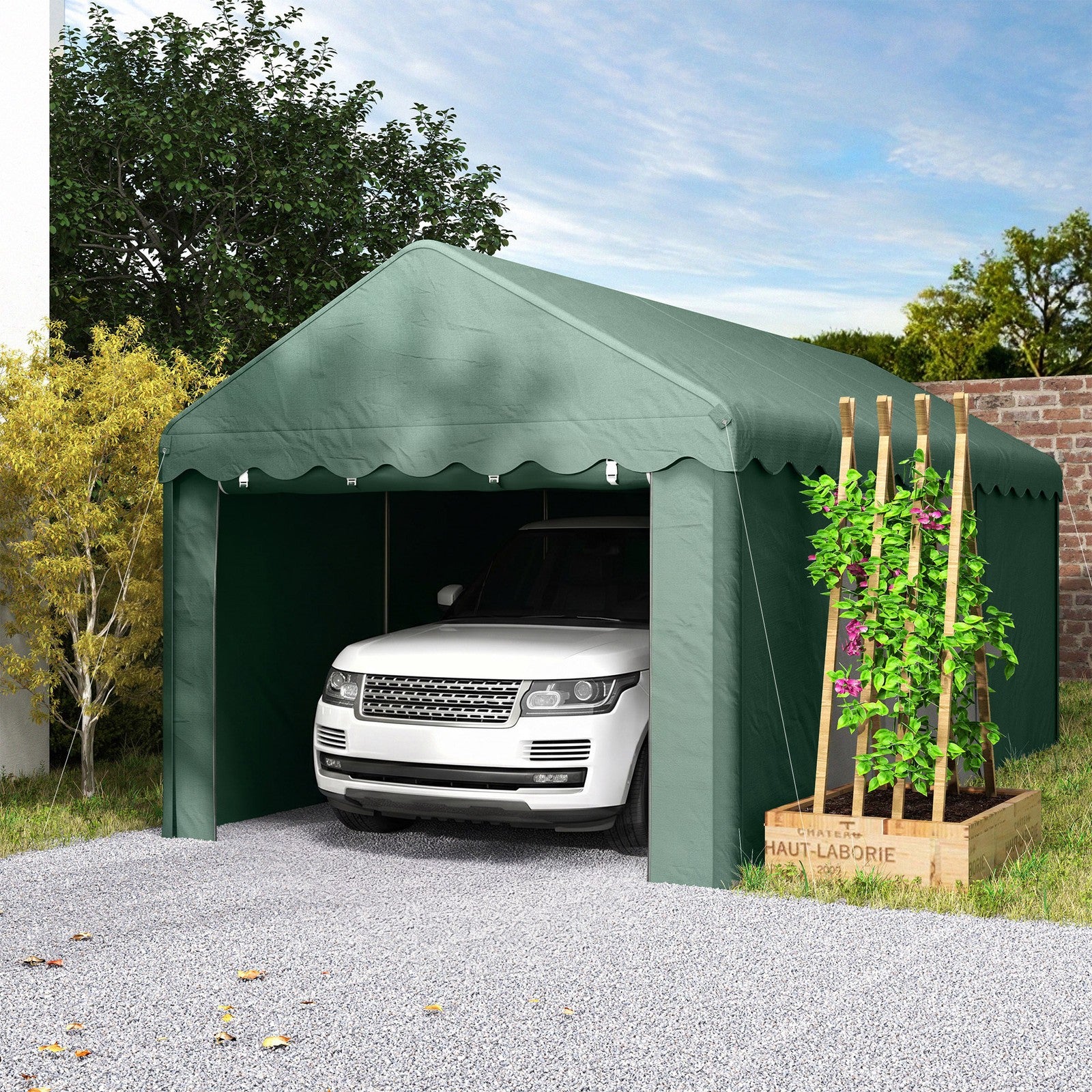 Carport 3x6 m Zeltgarage Rolltüren Seitenwände abnehmbar UV-Schutz