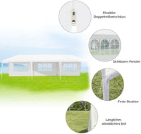 Pavillon 3x9m Partyzelt Gartenzelt 5 abnehmbare Seitenwände Stahl