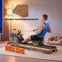 Wasser Rudergerät Klappbar Gummiholz LCD Bluetooth Heimtrainer Fitnessgerät