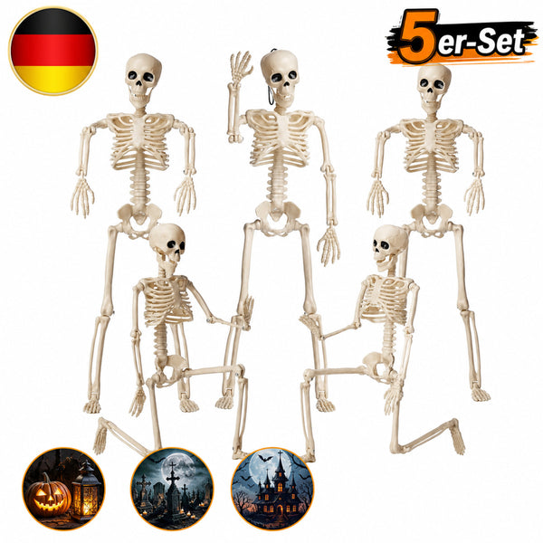 Halloween Skelett 5 Figuren Spinnen Dekoration Spinnennetz Deko