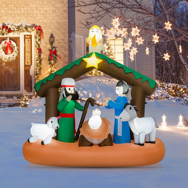 180cm Aufblasbare Weihnachtskrippe LED Geburt Jesu Selbstaufblasend Deko