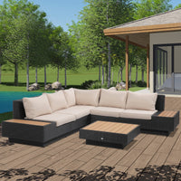 Polyrattan Gartenmöbel 4-teilig Sitzgruppe Lounge Schwarz Möbel