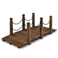 Holzbrücke Teichbrücke Gartenbrücke Geländer 150x67x55cm Wetterfest