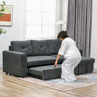 Schlafsofa Ecksofa Bettfunktion 3-Sitzer Couch Chaiselongue
