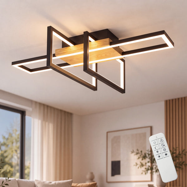 LED Deckenleuchte Dimmbar Holzleuchte Deckenlampe Beleuchtung Lampe