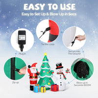 Aufblasbarer Weihnachtsbaum 190cm Weihnachtsmann Schneemann LED Deko