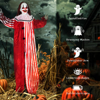 165cm Animatronic Halloween Clown Gruselfigur LED Licht Sound Horror Deko
