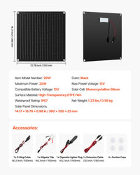 12V Monokristallines Solarpanel-Kit 20W Batterieladegerät Controller IP67